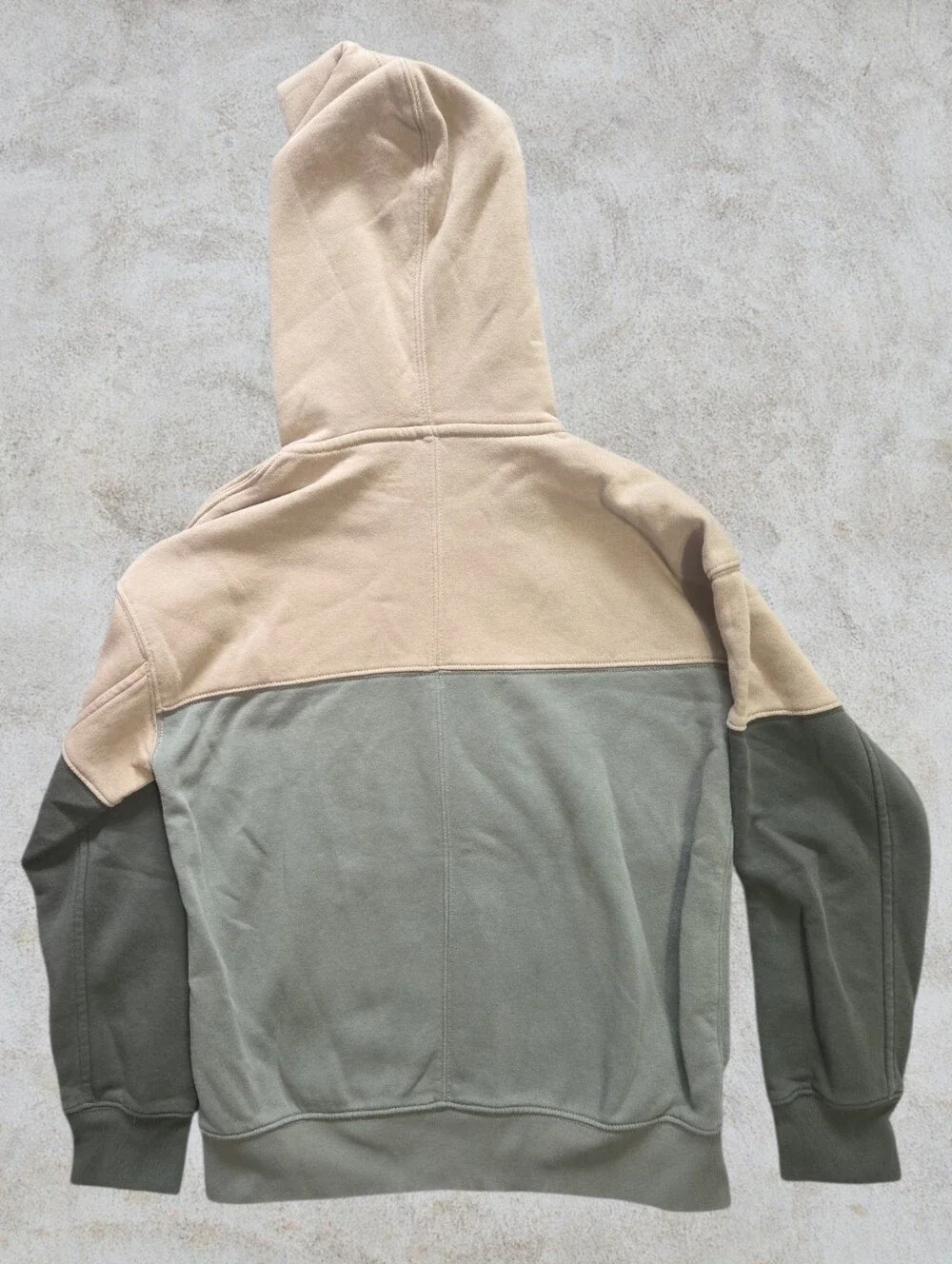 GAP Kids Vintage Soft Colorblock Two-Tone Zip Hoodie - Beige & Olive Green XL